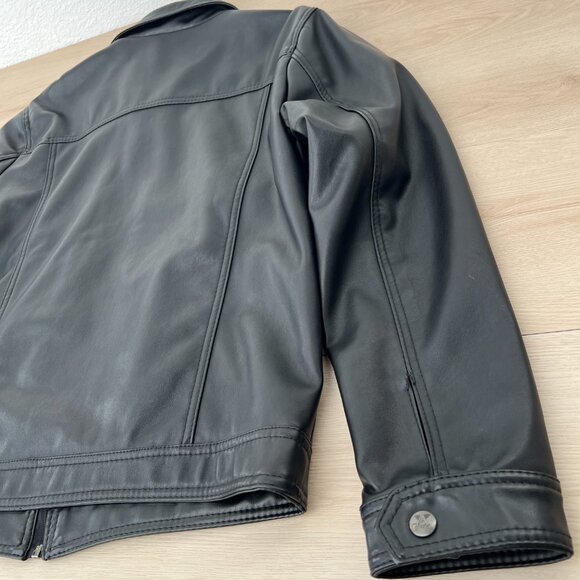 A Collezioni Italian Black Faux Leather Motorcycle Jacket Men’s XL European Chic - Picture 7 of 15